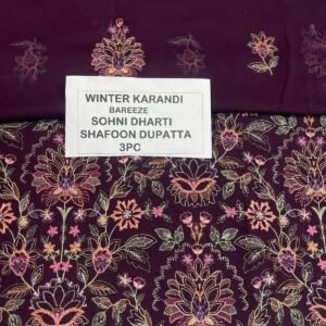 Bareeze Winter Karandi 3pc With Sonydarti Chiffon Duppata Mk - 69