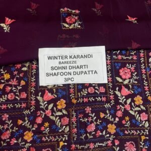 Bareeze Winter Karandi 3pc With Sonydarti Chiffon Duppata Mk - 89