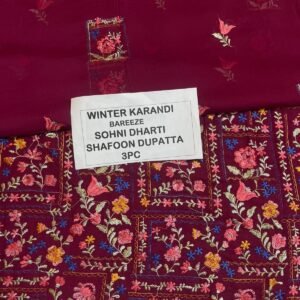 Bareeze Winter Karandi 3pc With Sonydarti Chiffon Duppata Mk - 94