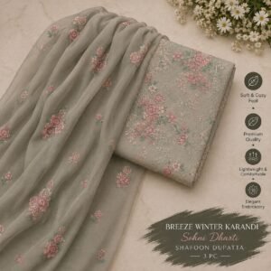 Bareeze Winter Karandi 3pc With Sonydarti Chiffon Duppata Mk - 47