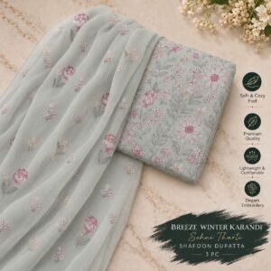 Bareeze Winter Karandi 3pc With Sonydarti Chiffon Duppata Mk - 48