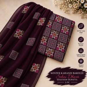 Bareeze Winter Karandi 3pc With Sonydarti Chiffon Duppata Mk - 113