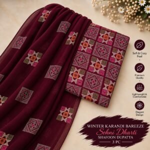 Bareeze Winter Karandi 3pc With Sonydarti Chiffon Duppata Mk - 114