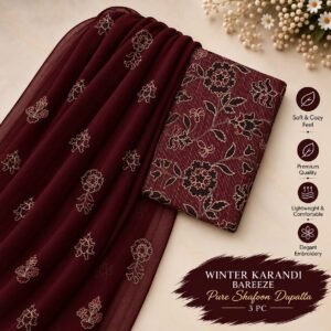 Bareeze Winter Karandi 3pc With Sonydarti Chiffon Duppata Mk - 196