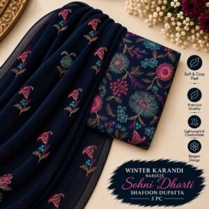 Bareeze Winter Karandi 3pc With Sonydarti Chiffon Duppata Mk - 173