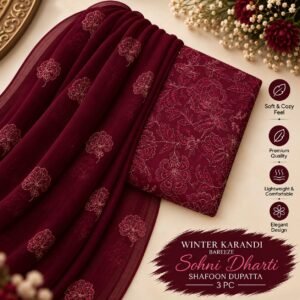 Bareeze Winter Karandi 3pc With Sonydarti Chiffon Duppata Mk - 174