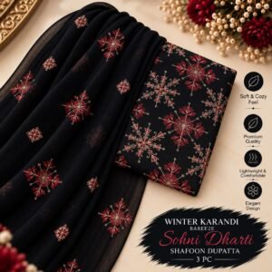 Bareeze Winter Karandi 3pc With Sonydarti Chiffon Duppata Mk - 175