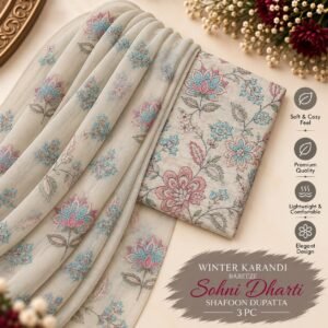 Bareeze Winter Karandi 3pc With Sonydarti Chiffon Duppata Mk - 234