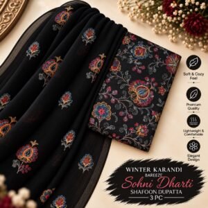 Bareeze Winter Karandi 3pc With Sonydarti Chiffon Duppata Mk - 236