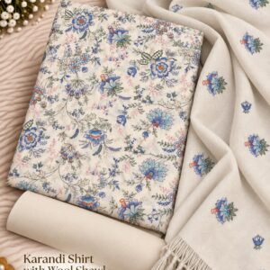 Bareeze Winter Karandi With Pure Pashmina Shawl  Mk - 17