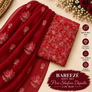 Bareeze Net Collection With Handwork Nag With Pure Pakistani  Chiffon Duppata 2026 - 60