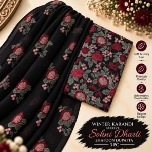 Bareeze Winter Karandi 3pc With Sonydarti Chiffon Duppata Mk - 242