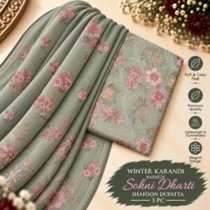 Bareeze Winter Karandi 3pc With Sonydarti Chiffon Duppata Mk - 244