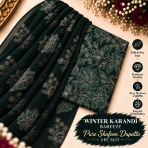 Bareeze Winter Karandi 3pc With Sonydarti Chiffon Duppata Mk - 250